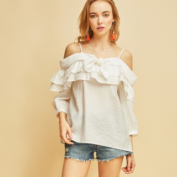 entro Tops - Solid crinkle double layered ruffle top